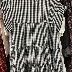 Shein Black Gjngham Tiered BabyDoll Dress